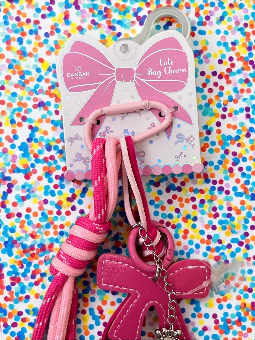 Kids BACK 2 SCHOOL - Pink Bow Kids Bag Charm - Pink Tassel Keychain - Picture 3 of 3